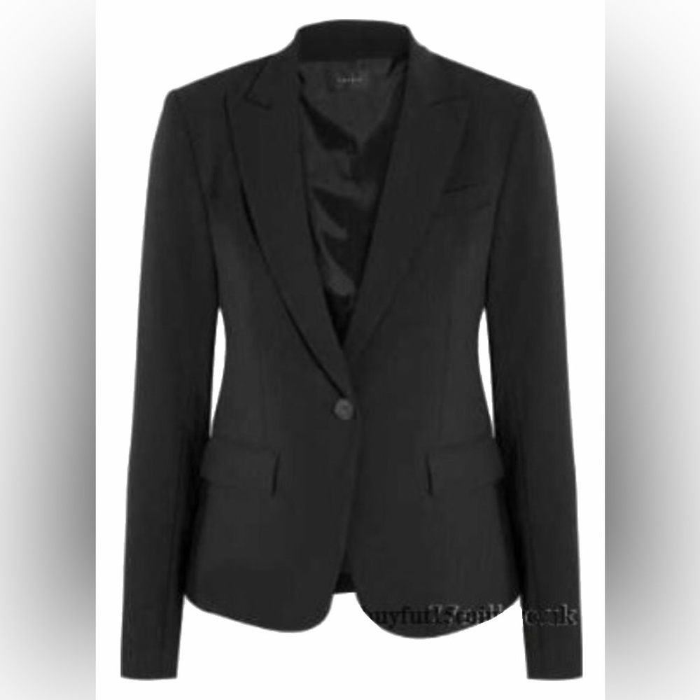 Theory slim fit black wool blazer size 2